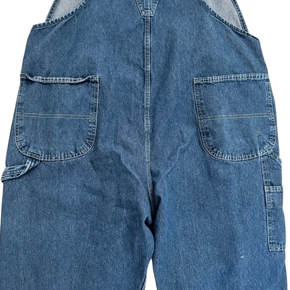 Y2K Red Kap Denim Bib Overalls 46x30 Paint Patina Utility Carpenter Grunge VF - Picture 6 of 16